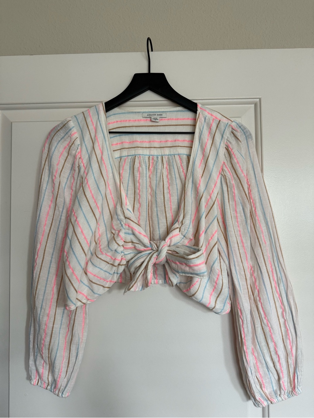 AE Striped Tie-Front Top